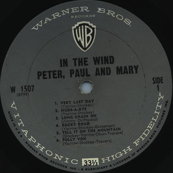 Peter, Paul & Mary : In The Wind (LP, Album, Mono)