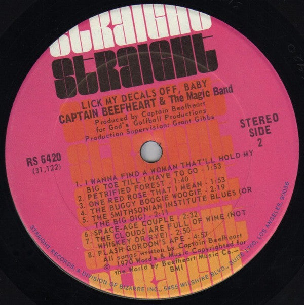 Captain Beefheart & The Magic Band : Lick My Decals Off, Baby (LP, Album, San)