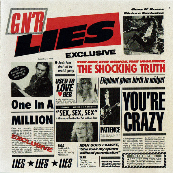 Guns N' Roses : G N' R Lies (CD, Album, RE, DAD)
