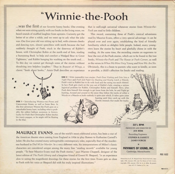 Maurice Evans (2) Reads A. A. Milne : Winnie-The-Pooh (LP, Album)