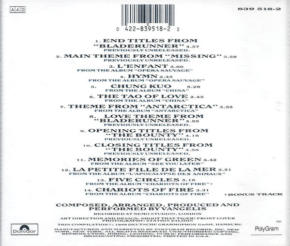 Vangelis : Themes (CD, Comp, RP)