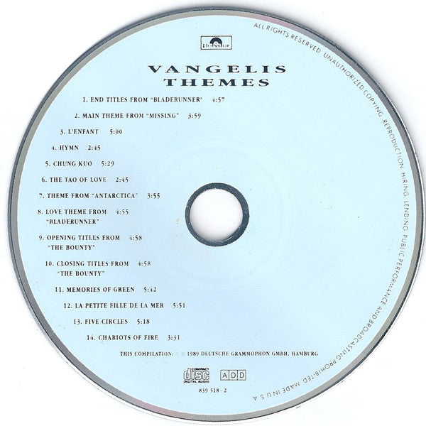 Vangelis : Themes (CD, Comp, RP)