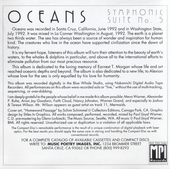 Paul Lloyd Warner : Oceans (Symphonic Suite No.5) (CD, Album)