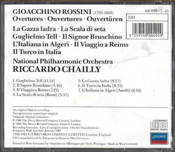Riccardo Chailly, Gioacchino Rossini, National Philharmonic Orchestra : 7 Overtures (CD, Album)