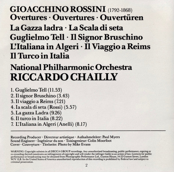 Riccardo Chailly, Gioacchino Rossini, National Philharmonic Orchestra : 7 Overtures (CD, Album)