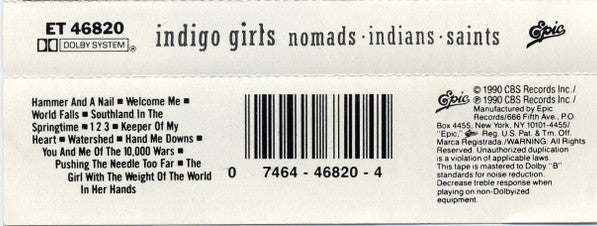 Indigo Girls : Nomads · Indians · Saints (Cass, Album, Dol)