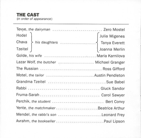 Jerry Bock - Sheldon Harnick, "Fiddler On The Roof" Original Broadway Cast : Fiddler On The Roof (Original Broadway Cast Recording) (CD, Album, Club, RM)