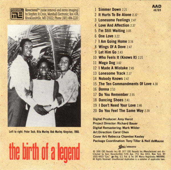 Bob Marley & The Wailers : The Birth Of A Legend (CD, Comp, RE, RM)