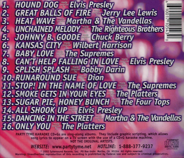 Unknown Artist : Party Tyme Karaoke - Oldies 1 (CD, Album)