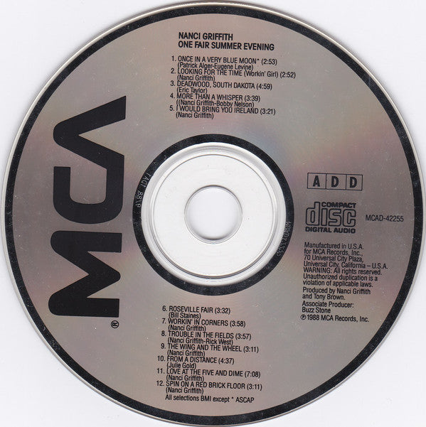 Nanci Griffith : One Fair Summer Evening (CD, Album)