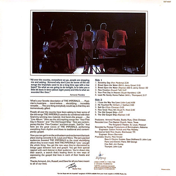 Imperials : Imperials Live (LP)