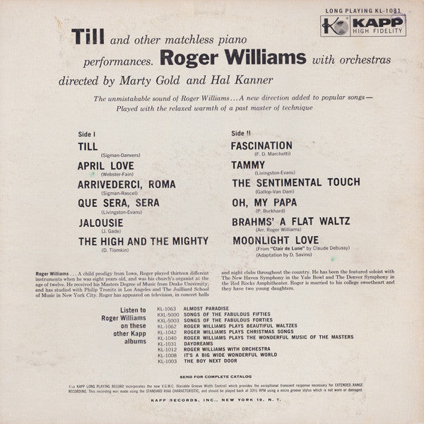 Roger Williams (2) : Till (LP, Album)