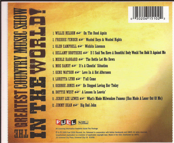 Various : The Greatest Country Music Show In The World  (CD, Comp)