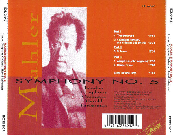 Gustav Mahler, London Symphony Orchestra, Harold Farberman : Symphony No. 5 (CD, Album)