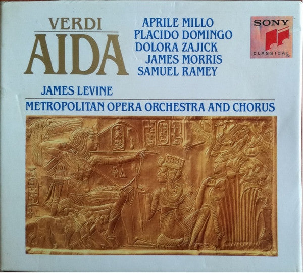 Giuseppe Verdi - Aprile Millo, Placido Domingo, Dolora Zajick, James Morris (5), Samuel Ramey, James Levine (2), The Metropolitan Opera House Orchestra And Metropolitan Opera Chorus : Aida (3xCD, Album + Box)