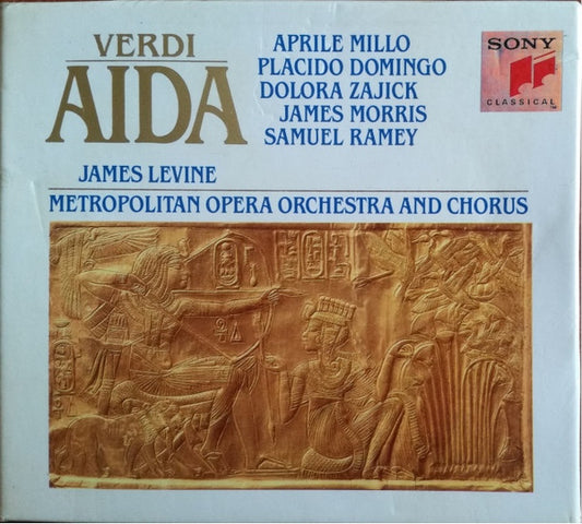 Giuseppe Verdi - Aprile Millo, Placido Domingo, Dolora Zajick, James Morris (5), Samuel Ramey, James Levine (2), The Metropolitan Opera House Orchestra And Metropolitan Opera Chorus : Aida (3xCD, Album + Box)