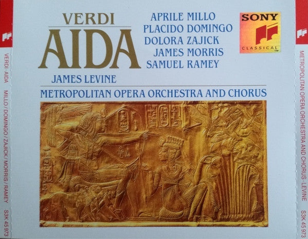 Giuseppe Verdi - Aprile Millo, Placido Domingo, Dolora Zajick, James Morris (5), Samuel Ramey, James Levine (2), The Metropolitan Opera House Orchestra And Metropolitan Opera Chorus : Aida (3xCD, Album + Box)