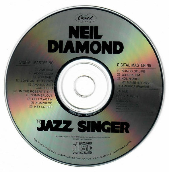 Neil Diamond : The Jazz Singer (Original Songs From The Motion Picture) (CD, Album, RE)