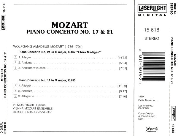 Wolfgang Amadeus Mozart - Vilmos Fischer, Herbert Kraus, Wiener Mozart Ensemble : Piano Concertos No.17, No.21 »Elvira Madigan« (CD)