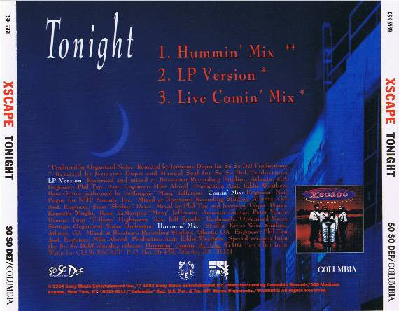 Xscape : Tonight (CD, Single, Promo)