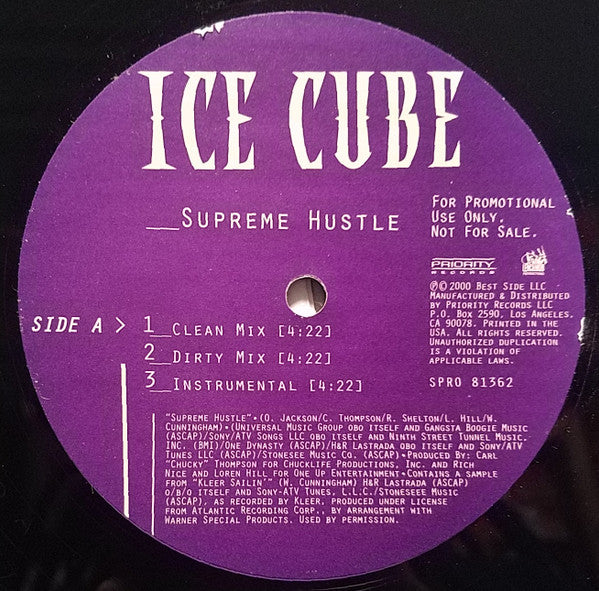 Ice Cube - Supreme Hustle / Waitin' Ta Hate (12") (G+) - Endless Media