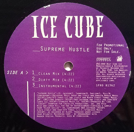 Ice Cube - Supreme Hustle / Waitin' Ta Hate (12") (G+) - Endless Media