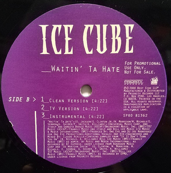 Ice Cube - Supreme Hustle / Waitin' Ta Hate (12") (G+) - Endless Media