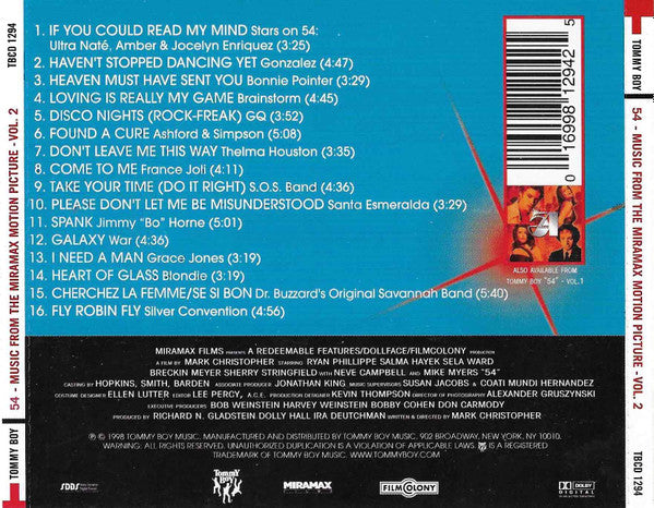 Various : 54 (Music From The Miramax Motion Picture - Volume 2) (CD, Comp, RE)
