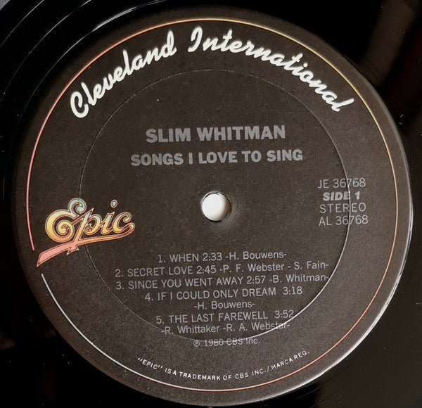 Slim Whitman : Songs I Love To Sing (LP, Album, Ter)