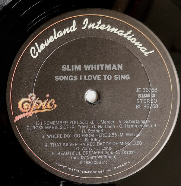 Slim Whitman : Songs I Love To Sing (LP, Album, Ter)