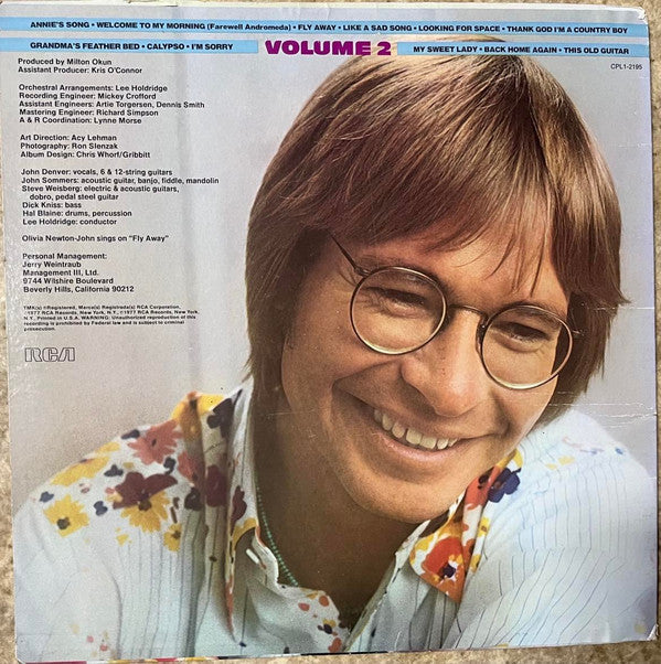 John Denver : John Denver's Greatest Hits, Volume 2 (LP, Comp)
