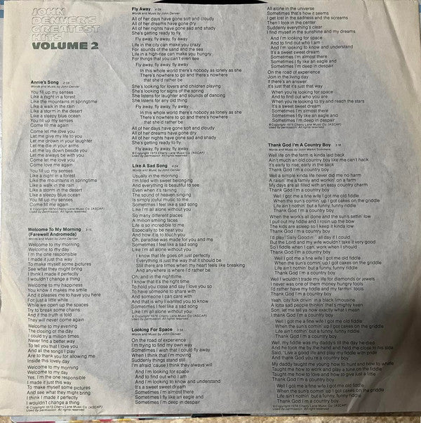 John Denver : John Denver's Greatest Hits, Volume 2 (LP, Comp)