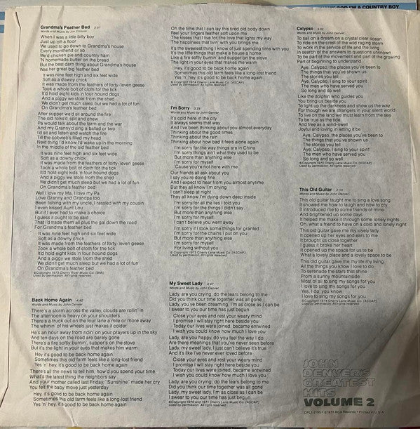 John Denver : John Denver's Greatest Hits, Volume 2 (LP, Comp)