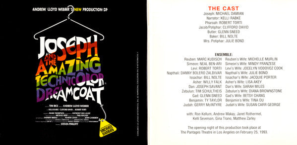 Andrew Lloyd Webber, Tim Rice Starring Michael Damian : Andrew Lloyd Webber's New Production Of: Joseph And The Amazing Technicolor Dreamcoat (U.S. Cast) (CD, Album, RP)