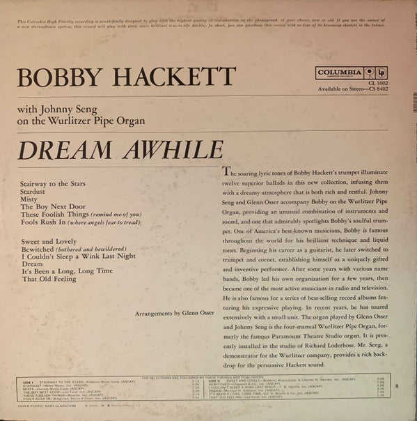 Bobby Hackett - Dream Awhile (LP) (G+) - Endless Media