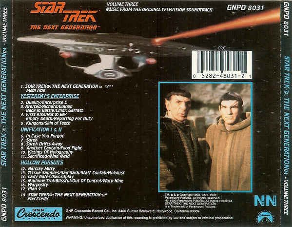 Dennis McCarthy : Star Trek: The Next Generation Volume Three (Music From The Original Television Soundtrack) (CD, Album, Club, CRC)