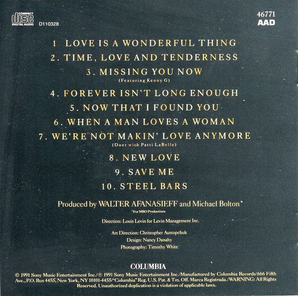 Michael Bolton : Time, Love & Tenderness (CD, Album, Club, RE, BMG)