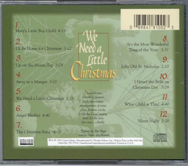 Andy Williams : We Need A Little Christmas (CD, Album)