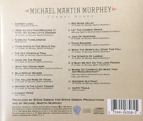 Michael Martin Murphey : Cowboy Songs (CD, Album)