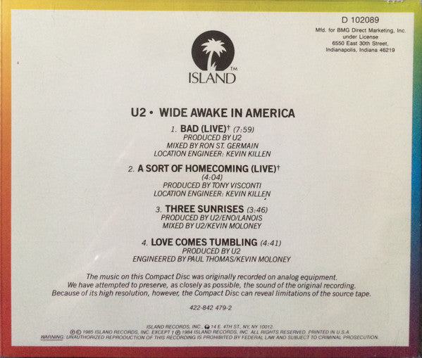 U2 : Wide Awake In America (CD, EP, Club, RE)