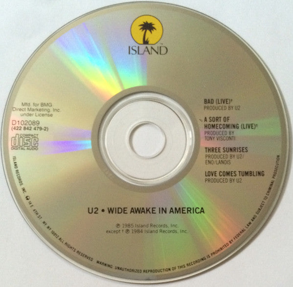 U2 : Wide Awake In America (CD, EP, Club, RE)