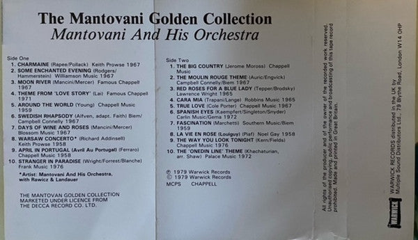 Mantovani And His Orchestra : The Mantovani Golden Collection - 20 Masterpieces In Music (Cass, Album, Comp)