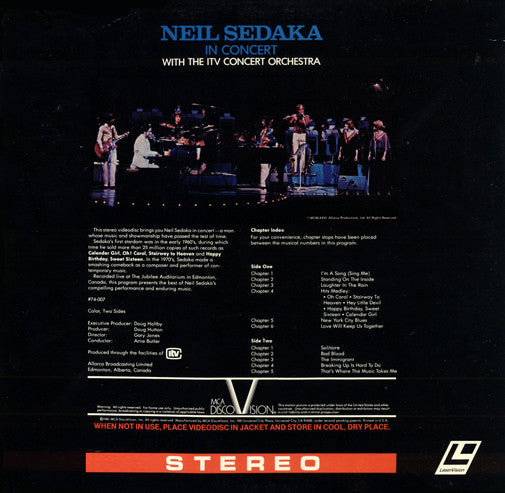 Neil Sedaka : In Concert (Laserdisc, 12", NTSC, CAV)