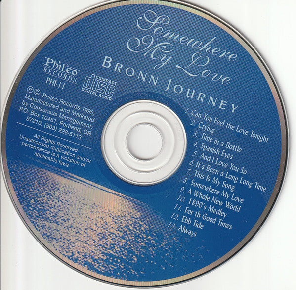 Bronn Journey : Somewhere My Love (CD, Album)