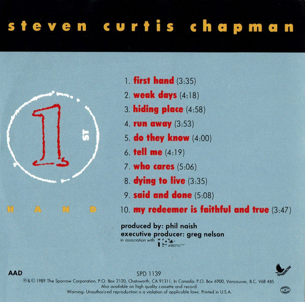 Steven Curtis Chapman :  First Hand (CD, Album, RE)