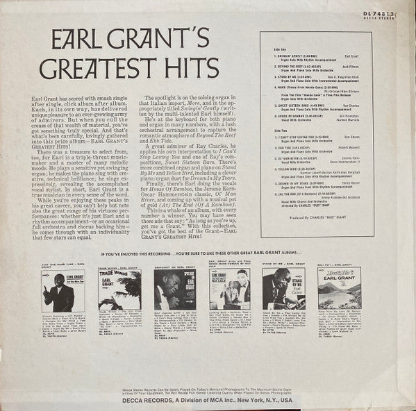 Earl Grant : Earl Grant's Greatest Hits (LP, Comp, Glo)