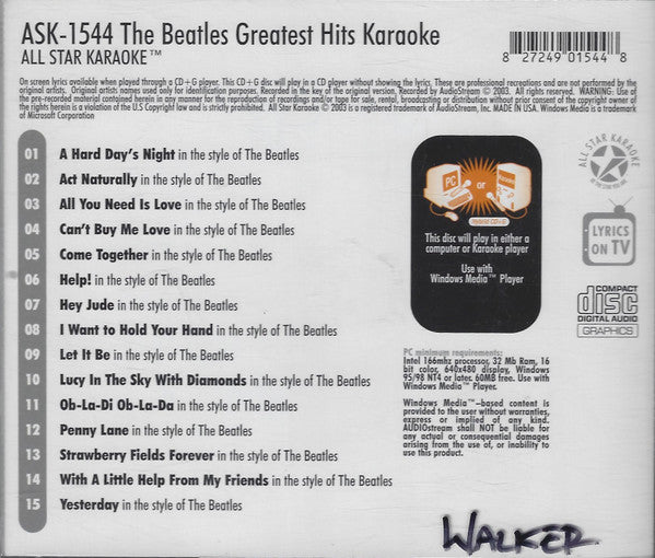 Unknown Artist : The Beatles Greatest Hits Karaoke (CD+G, Album)