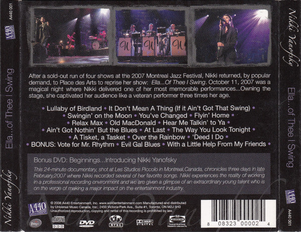 Nikki Yanofsky : Ella...Of Thee I Swing (CD, Album + DVD, Multichannel, NTSC, Reg + 2-D)