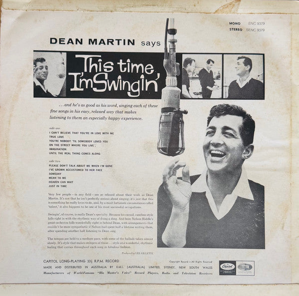 Dean Martin : This Time I'm Swingin'! (LP, Album, Mono, RE)