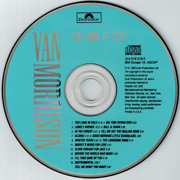 Van Morrison : Too Long In Exile (CD, Album)